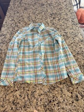 Light Blue Plaid Button-Up Shirt